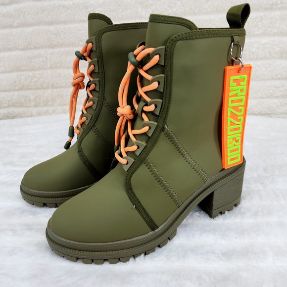Cape Robbin Stellar Water Resistant Ankle Boots Olive Drab Green - Picture 3 of 8